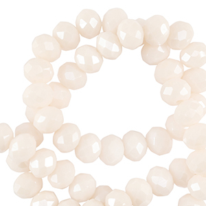 Perline sfaccettate 6x4mm rondella bianco vaniglia-effeto perlato