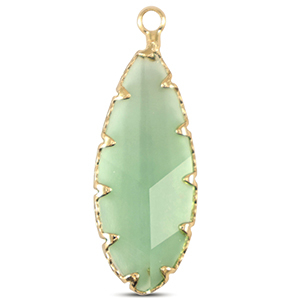 Pendenti di vetro Crystal Glass ovale verde mela-oro
