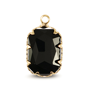 Pendenti di vetro Crystal Glass rettangolo nero giaietto-oro