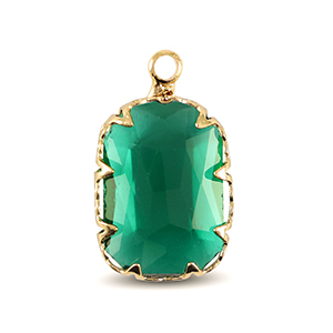 Pendenti di vetro Crystal Glass rettangolo verde classico-oro