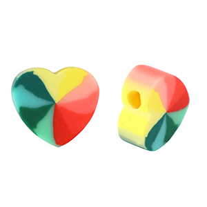 Perline di polimero cuore multicolore