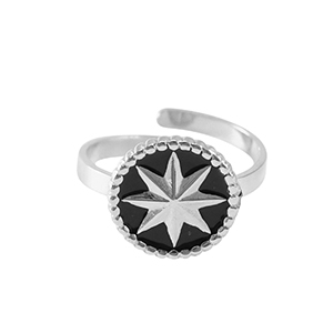 Anelli in acciaio inossidabile stella argento-nero