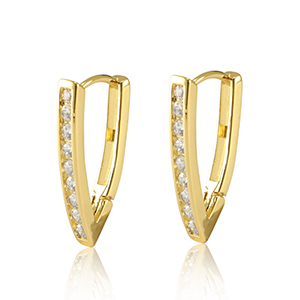 Metallo TQ in ottone orecchini a cerchio zirconia oro