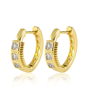 Metallo TQ in ottone orecchini a cerchio zirconia oro
