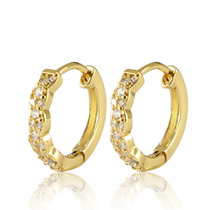 Metallo TQ in ottone orecchini a cerchio zirconia oro
