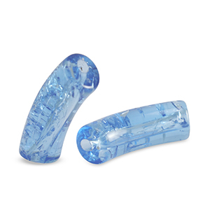 Perline in acrilico tubo con venature blu carolina