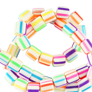 Perline di polimero 6mm bianco-multicolore