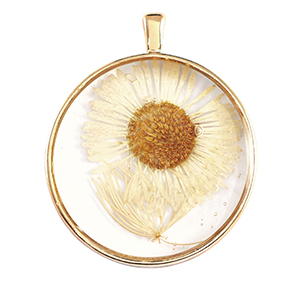 Ciondoli con fiore secchi oro-beige