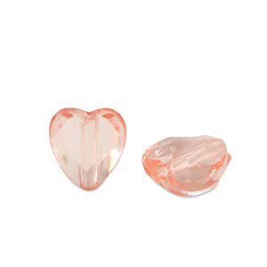Perline in acrilico cuore rosa salmone trasparente