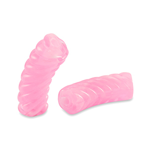 Perline in acrilico tubo spirale rosa trasparente