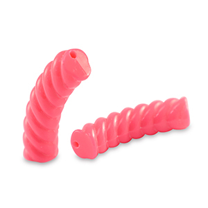 Perline in acrilico tubo spirale rosso corallo neon