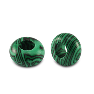 Perline di pietra naturale a rondella 14mm verde-nero