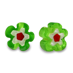 Perline Millefiori fiore verde primavera