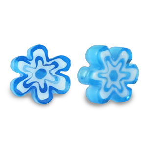 Perline Millefiori fiore azzurro turchese