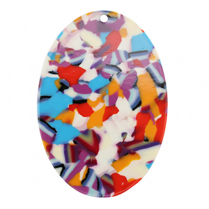 Pendenti in resina ovale coriandoli multicolori