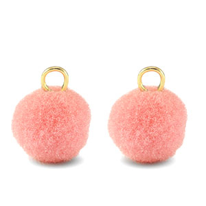 Ciondoli pon pon 10mm con anellino oro-rosa