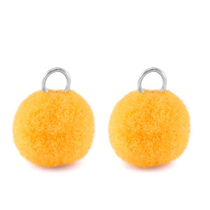 Ciondoli pon pon 10mm con anellino argento-giallo spettro
