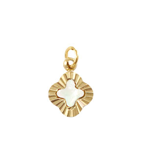 Ciondoli in acciaio inossidabile conchiglia quadrifoglio oro-bianco (colore naturale)