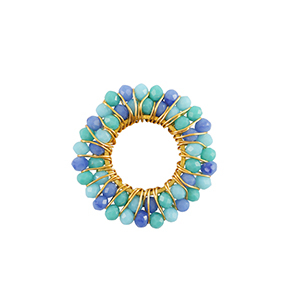 Ciondoli in acciaio inossidabile sfacettate 24mm blu-oro