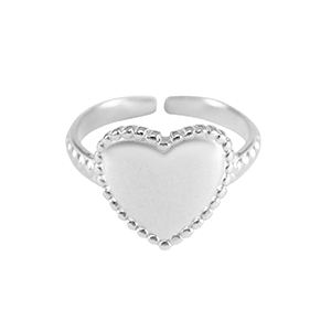Anelli in acciaio inossidabile cuore argento
