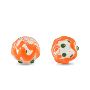 Perline di vetro dipinte a mano 8mm trasparente-verde arancio