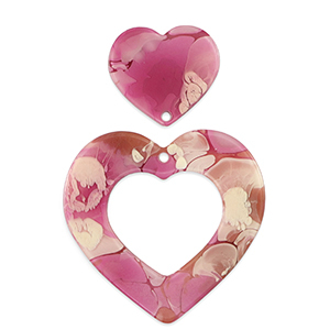 Ciondoli accattivanti cuore magenta marmo