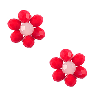 Ciondoli sfaccettati fiore rosso-rosa
