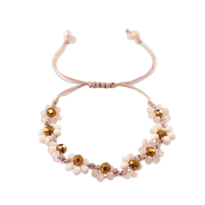 Bracciali con perline sfaccettate fiore rosa multicolore-marrone topazio