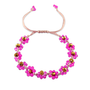 Cavigliere con perline sfaccettate fiore fucsia-marrone topazio