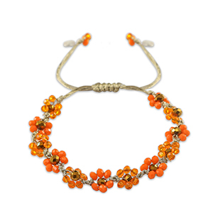 Cavigliere con perline sfaccettate fiore arancio multicolore-marrone topazio