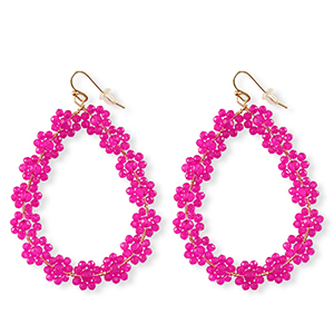 Orecchini sfaccettati goccia oro-rosa neon