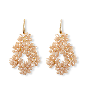 Orecchini sfaccettati goccia oro-beige latte