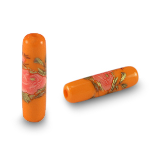 Perline di vetro tubo fiore arancione-rosso rosa