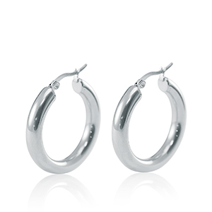 Orecchini in acciaio inossidabil a cerchio 30mm argento