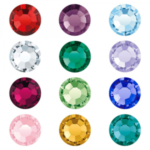 Pietra di nascita mix Preciosa SS16 a fondo piatto (4mm) multicolore
