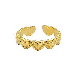 Anelli in acciaio inossidabile cuore oro