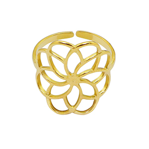 Anelli in acciaio inossidabile fiore oro