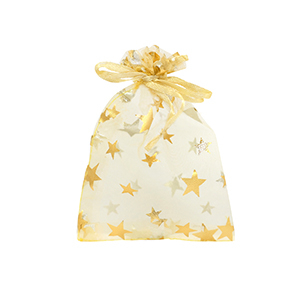 Sacchetti in organza 7x9cm stella giallo oro-oro