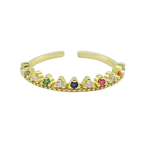 Metallo TQ in ottone anello zirconia oro-multicolore