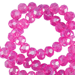 Perline sfaccettate 4x3mm rondella fucsia-effeto perlato