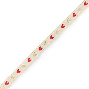 Nastro con testo cuori rosa pallido-oro rosso