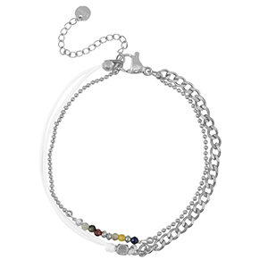 Bracciali in acciaio inossidabile doppio giro argento-bianco