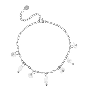 Bracciali in acciaio inossidabile perle argento-bianco madreperla