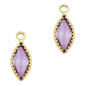 Pendenti di vetro Crystal Glass ovale viola-oro