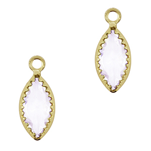 Pendenti di vetro Crystal Glass ovale lilla chiaro-oro