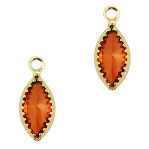 Pendenti di vetro Crystal Glass ovale rosso-oro