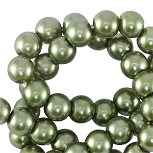 Perline di vetro con effetto perlato 8mm rondella verde lime scuro