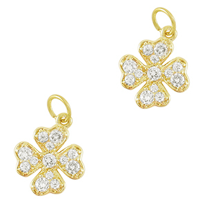 Metallo TQ in ottone ciondolo zirconia trifoglio oro