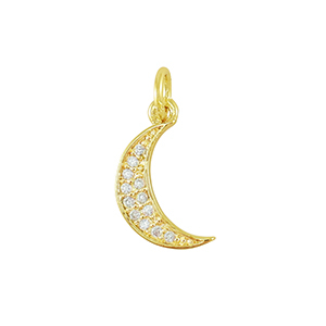 Metallo TQ in ottone ciondolo zirconia luna oro