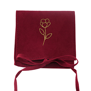 Sacchetto per gioielli fiori rosso borgogna